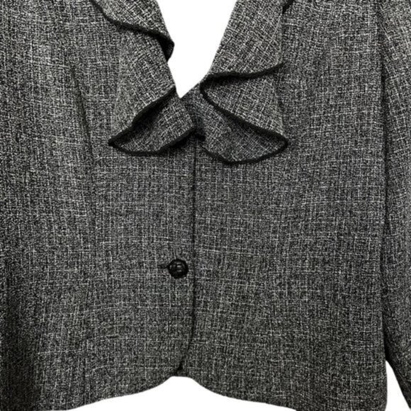 Joseph Ribkoff Grey Black Ruffle Blazer Women Size 14 - Picture 5 of 9